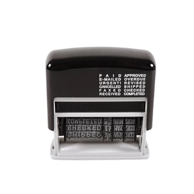 Image of Cathedral Products 12 in 1 Self Inking Date Stamp Plus Phrases 3.8mm Character Height, Black