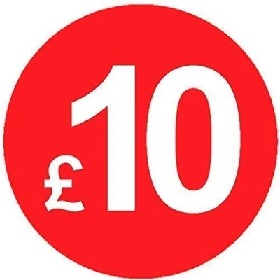 Image of Pack of 500 20mm Price Stickers/Labels Choose from 10p to £95 Bright Red Many Prices (£10 Red)