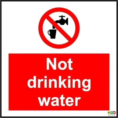 Image of Prohibition Not Drinking Water Sign Self Adhesive Sticker 100mm x Case (Pack of 20)