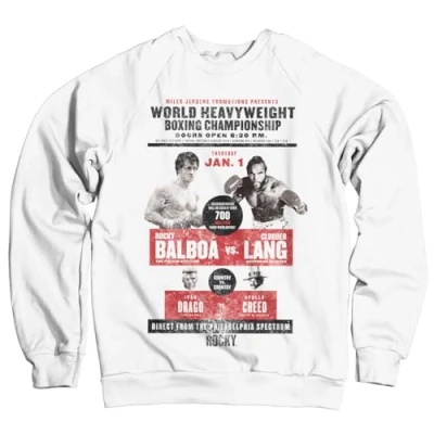 Image of Rocky Officially Licensed World Heavyweight Poster Sweatshirt (White) Large