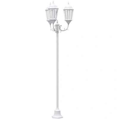 Image of vidaXL Garden Light Post 3 Lamp E27 White 220 cm Aluminium