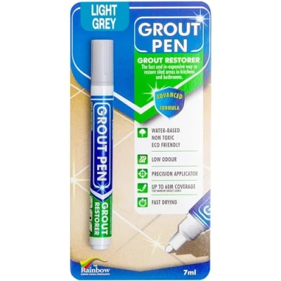 Image of grout Pen Designed for restoring tile in bathrooms &amp; kitchens (Light Grey)