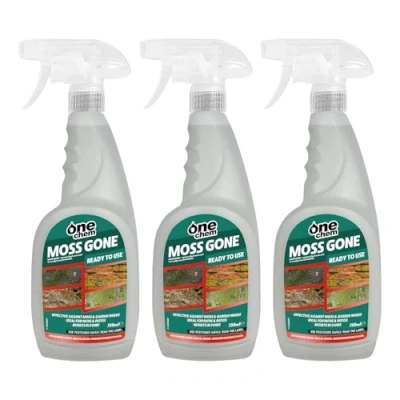Image of One Chem Moss Gone Killer, 3 x 750 ml, For Paths, Patios, Roofs, Walls, Tarmac, Gravel