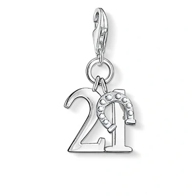 Image of Thomas Sabo Women Charm Pendant Lucky Number 21 Club 925 Sterling Silver 0460 001 12