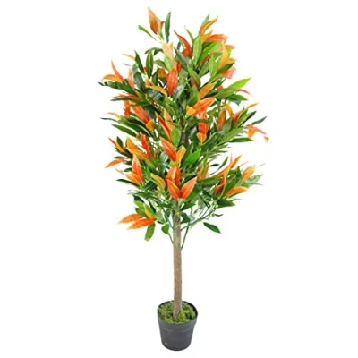 Image of Leaf Artificial Ficus Tree/Plant, Photinia Red Green, 130 cm