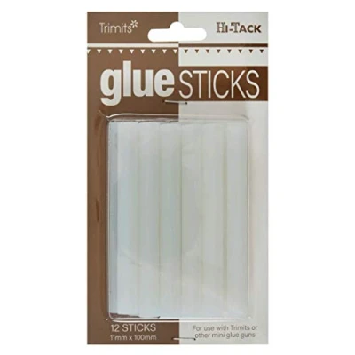 Image of Trimits Hi Tack Hot Glue Sticks, 12 Replacement 11 x 100mm, Clear Sticks