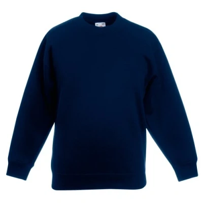Image of Fruit of the Loom Childrens Unisex Set In Sleeve Sweatshirt (Deep Navy) Blue Size 9 10Y