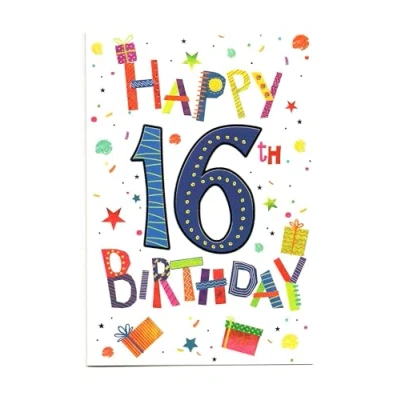 Image of Happy 16th Birthday Card 16 Today Blue Foil for Boy