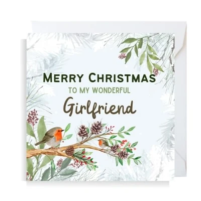 Image of Second Ave Girlfriend Christmas Robin Square Xmas Holiday Festive Greetings Card