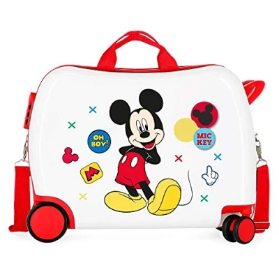 Image of Disney Mickey Enjoy the Day White Kids Rolling Suitcase 50x38x20 cm Rigid ABS Combination lock 34 Litre 2.1 Kg 4 Wheels Hand Luggage