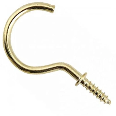 Image of Merriway® BH01114 (20 Pcs) EB Brass Plated Shouldered Cup Mug Hooks, 19 mm (3/4 inch) Pack of 20 Pieces