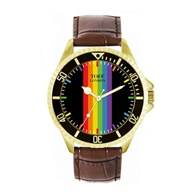 Image of Toff London 38mm Pride Linear Rainbow Batons Watch