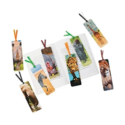 Image of MunchieMoosKids Pack of 12 Safari Animal Bookmarks with fun facts Party Loot Bag Fillers
