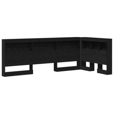 Image of vidaXL Storage Headboard with Shelf Black oak 80 cm Engineered wood