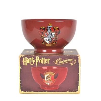 Image of Harry Potter Cereal Bowl Gryffindor Crest Logo Ceramic Quidditch Captain Red