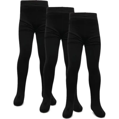 Image of A2Z 4 Kids Girls Fleece Lined Thermal Tights Pack Of 3 Cosy Winter Black 5 6