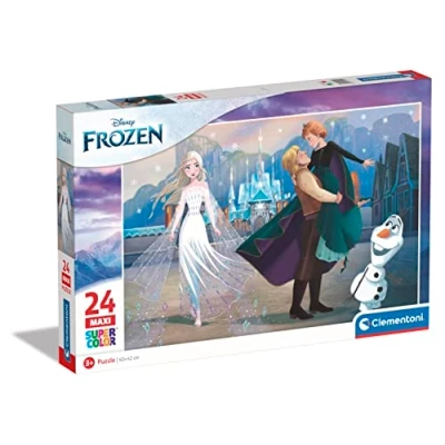 Image of Clementoni 24242 Supercolor Puzzle Disney Frozen 24 Maxi Pieces, Jigsaw For Kids Age 3, Cartoon, Made In Italy