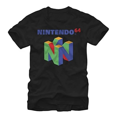 Image of Nintendo Men&#039;s N64 Logo Short Sleeve T Shirt, Black, S