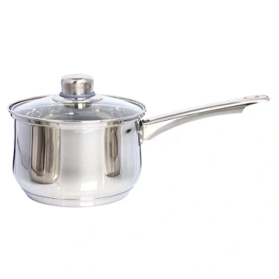 Image of Buckingham Stainless Steel Induction deep Saucepan with Glass Lid, Cooking Pot, 18 cm 70611