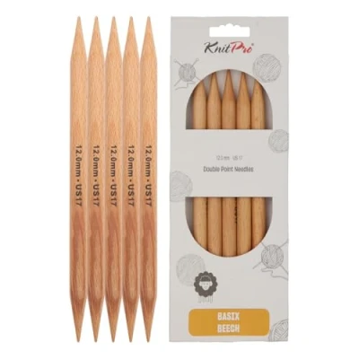 Image of KnitPro KP35127 20 cm x 12 mm Basix Double Pointed Needles, Birch, Braun