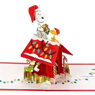 Image of Hallmark Signature Paper Wonder Pop Up Christmas Card (Peanuts, Snoopy&#039;s Dog House)