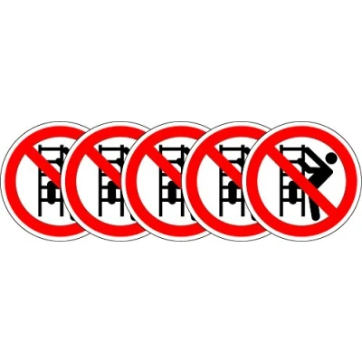 Image of ISO Safety Label Sign International No Climbing Symbol Self Adhesive Sticker 100mm Diameter (Pack of 5 Stickers)