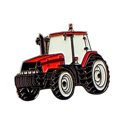 Image of Metal Enamel Pin Badge Farm Tractor Red