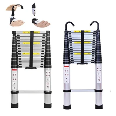 Image of 20.34ft 6.2M Multi Purpose Telescopic Ladder with Hooks Detachable 330lb Max Load Extendable Extension Climb Ladders Aluminium for Outdoor Indoor Roof Work DIY Home Office Black Long Straight
