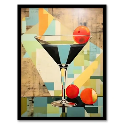 Image of Artery8 Cocktail Drink Abstract Geometric Kitchen Artwork Framed Wall Art Print 18X24 Inch