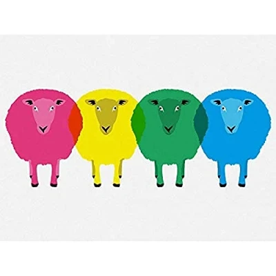 Image of Wee Blue Coo Cute Colourful Cartoon Sheep Unframed Wall Art Print Poster Home Decor Premium