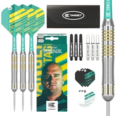 Image of TARGET Darts Rob Cross 22G Brass Steel Tip Set Voltage Dart Set, Player Edition, Complete Point Kit, Storage Wallet Included