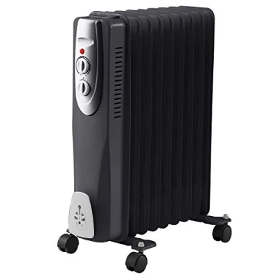 Image of 2000W 9 Fin Oil Filled Radiator, 3 Heat Settings and Thermostat Timer, Overheat Safety Cut off, 2kw Portable Heater with Quiet Operation, Black (1)