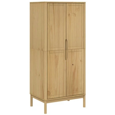 Image of vidaXL Wardrobe FLORO Wax Brown 77x53x171 cm Solid Wood Pine