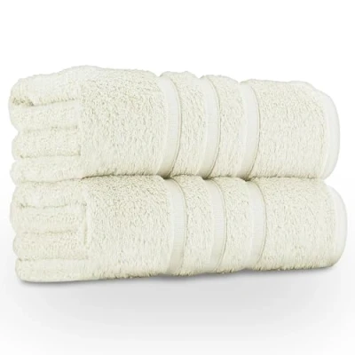 Image of GC GAVENO CAVAILIA 550 GSM Hand Towels Pack of 2 Egyptian Cotton Towel Highly Absorbent &amp; Quick Dry Bathroom Sets Washable Spa Saloon Gym Towel, Cream