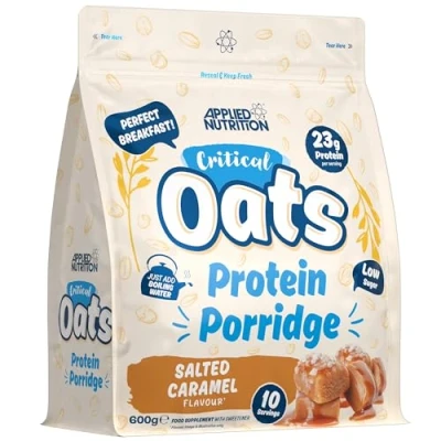 Image of Applied Nutrition Critical Oats Advanced Protein Porridge Whey Powder Blend with Wholegrain &amp; ISO XP Isolate, Amino Acids, Easy Mix (600g 10 Servings) (Salted Caramel)