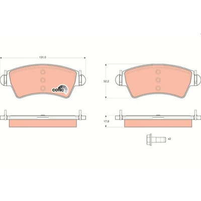 Image of 425229 Brake pad set TRW COTEC GDB1501 not prepared for wear indicator with accessories PEUGEOT: 206 Hatchback