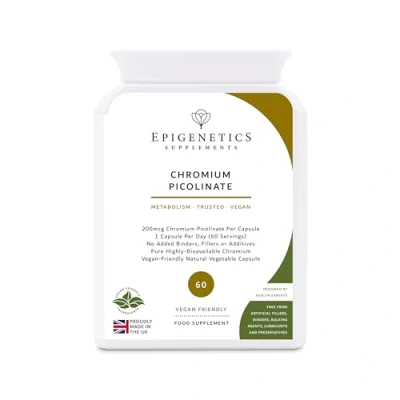Image of Chromium Picolinate 200mcg Supports Healthy Blood Sugar Levels &amp; Metabolism 60 Vegan Friendly Capsules UK Made 1 Capsule Daily (2 Month Supply)