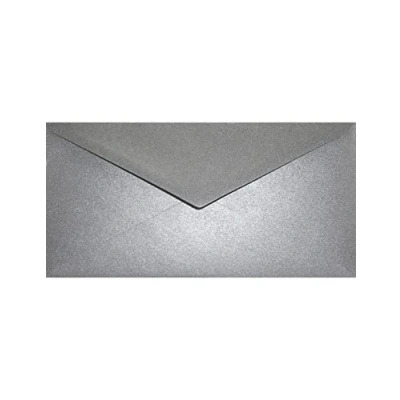 Image of Netuno 100 Long Grey Pearlescent envelopes DIN DL 110x220mm 8.66x4.33 inches 120gsm Aster Metallic gummed Pointed Flap no Window for Wedding Invitations Greeting Cards Christmas brochures RSVP