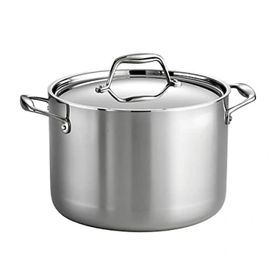 Image of Tramontina 80116/041DS Gourmet 18/10 Stainless Steel Induction Ready Tri Ply Clad Covered Stock Pot, 8 Quart, by