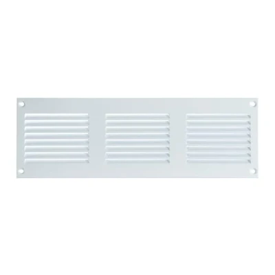 Image of Steinberg14 White 300x100mm Metal Air Vent Grille Cover with Insect Mesh 12x4 inch Ventilation