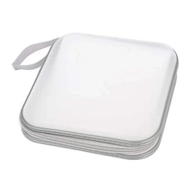 Image of N/A Plastic Shell Nylon 40 Capacity CD DVD Holder Wallet Case Round White