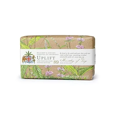 Image of Ministry of Soap Natural Wellbeing Wrapped Uplift, Naturally Coloured, Triple Milled Soap, Wild Mint and Avocado 200g
