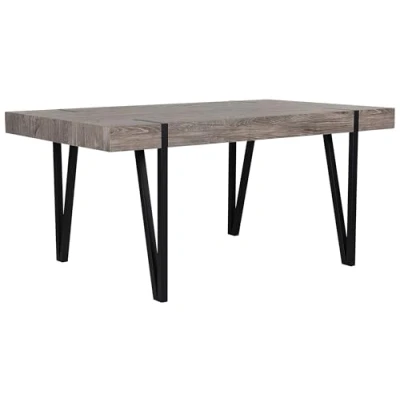Image of Beliani Industrial Dining Table 150 x 90 cm Dark Wood Top Metal Hairpin Legs Adena