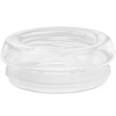 Image of ecoBrew All Glass Lid Replacement Double Wall Cups, Fits 16oz &amp; 12oz Travel Mugs (White/Grey)