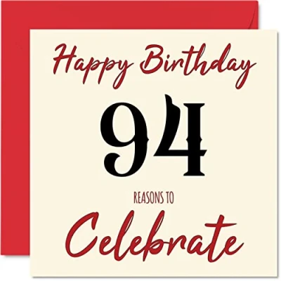 Image of Fun 94th Birthday Cards for Men Woman Reasons To Happy Card Great Grandad Grandpa Nanny Grandma Nan Gran Granny Dad Mum, 145mm x Greeting Cards,