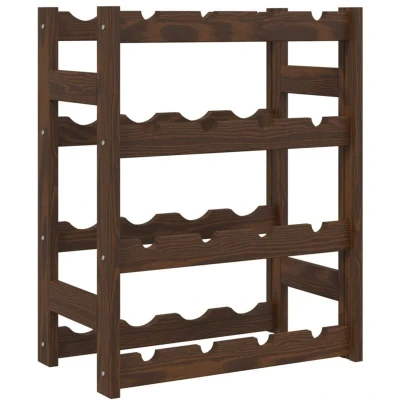 Image of vidaXL Wine Rack for 16 Bottles Brown Solid Wood Pine