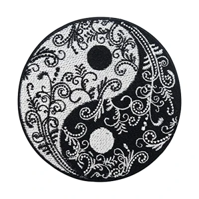 Image of Yin and Yang with Flowers Iron on Patch Tendrils Embroidery Patch, ironable Patches, Plants Badges Finally Home