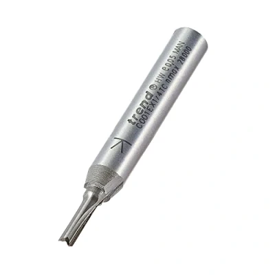 Image of Trend CraftPro Straight Two Flute Router Cutter Bit, 1/4 Inch Shank, 2.5mm Cut Diameter &amp; 8mm Length, Tungsten Carbide Tipped, C001EX1/4TC