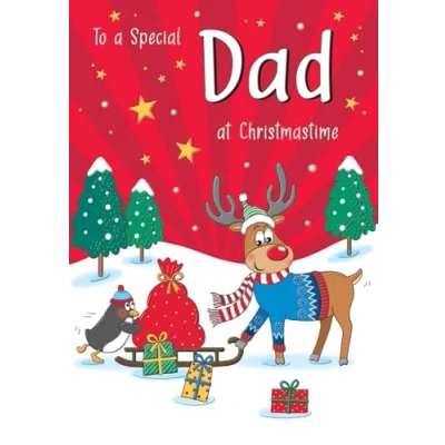 Image of Piccadilly Greetings Character Christmas Card, Dad, Reindeer 9 x 6 inches