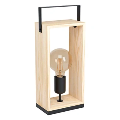 Image of EGLO Famborough table lamp with light wood frame